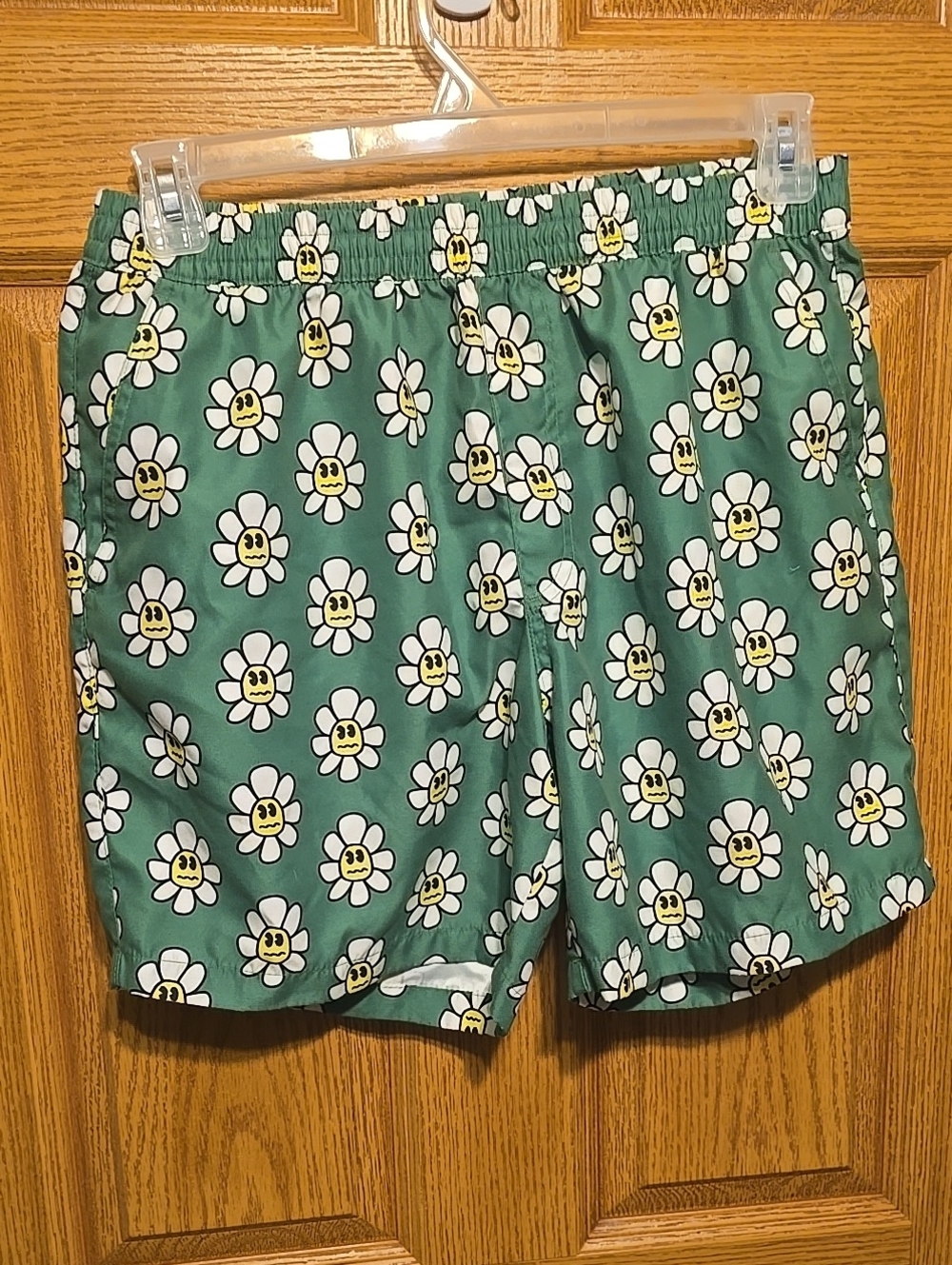 Men's Green Daisy Print Swim Shorts